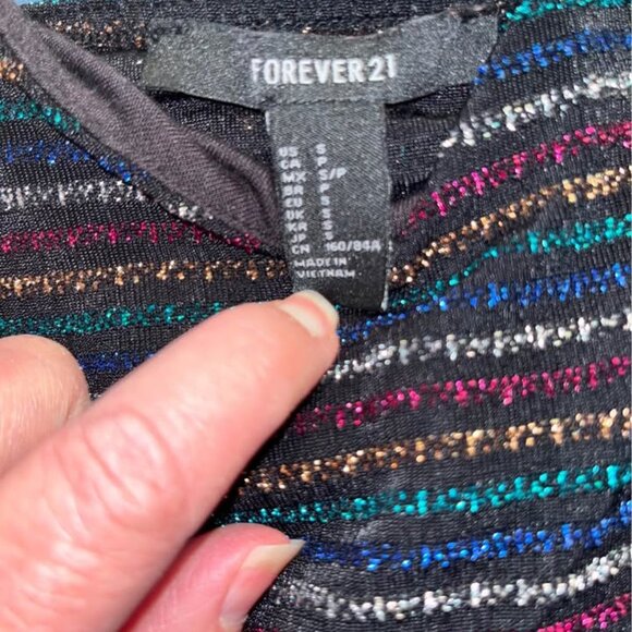 Forever 21 Sparkly Jewel Tone Striped Cropped Cami, Small - Picture 3 of 8